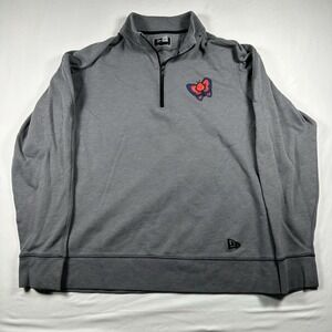 New Era Mens Quarter Zip Pullover Gray large Fleece Athletic Casual